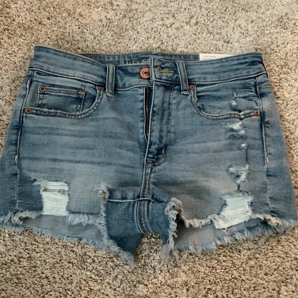 Hi-rise ripped shorts